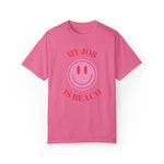Load image into Gallery viewer, MY JOB IS BEACH SMILEY TEE SHIRT
