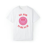 Load image into Gallery viewer, MY JOB IS BEACH SMILEY TEE SHIRT
