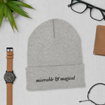 Load image into Gallery viewer, MISERABLE &amp; MAGICAL CUFFED BEANIE - BLACK EMBROIDERY
